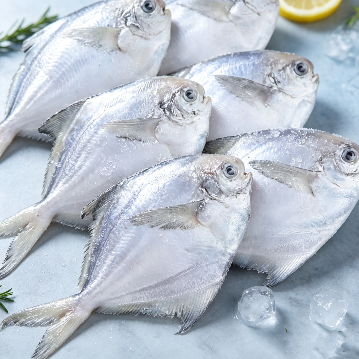 Frozen Whole Silver Pomfret – Tender With Few Bones