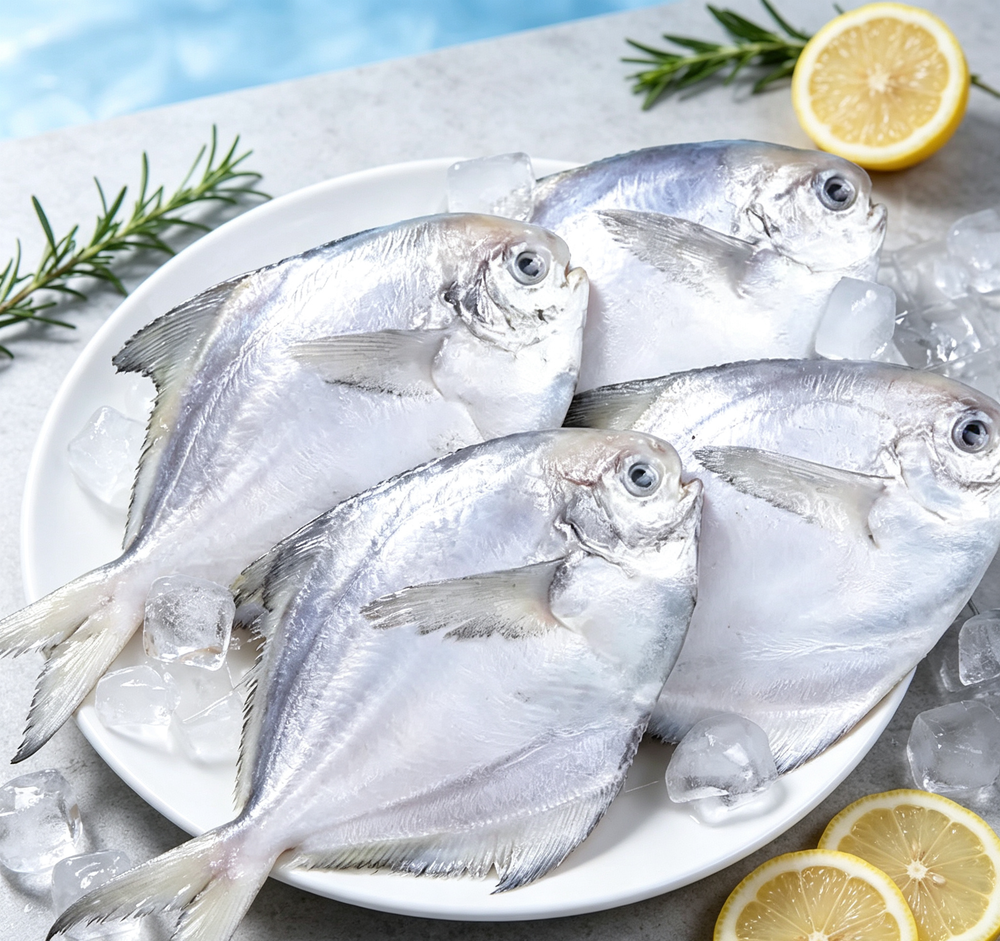 Frozen Whole Silver Pomfret – Tender With Few Bones